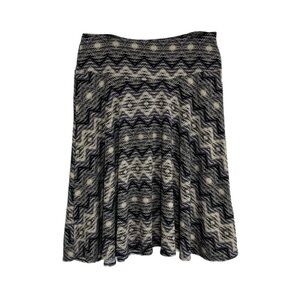 Ashley Blue Chevron Triangle Print Beige Black Stretch Drop Waist Skirt